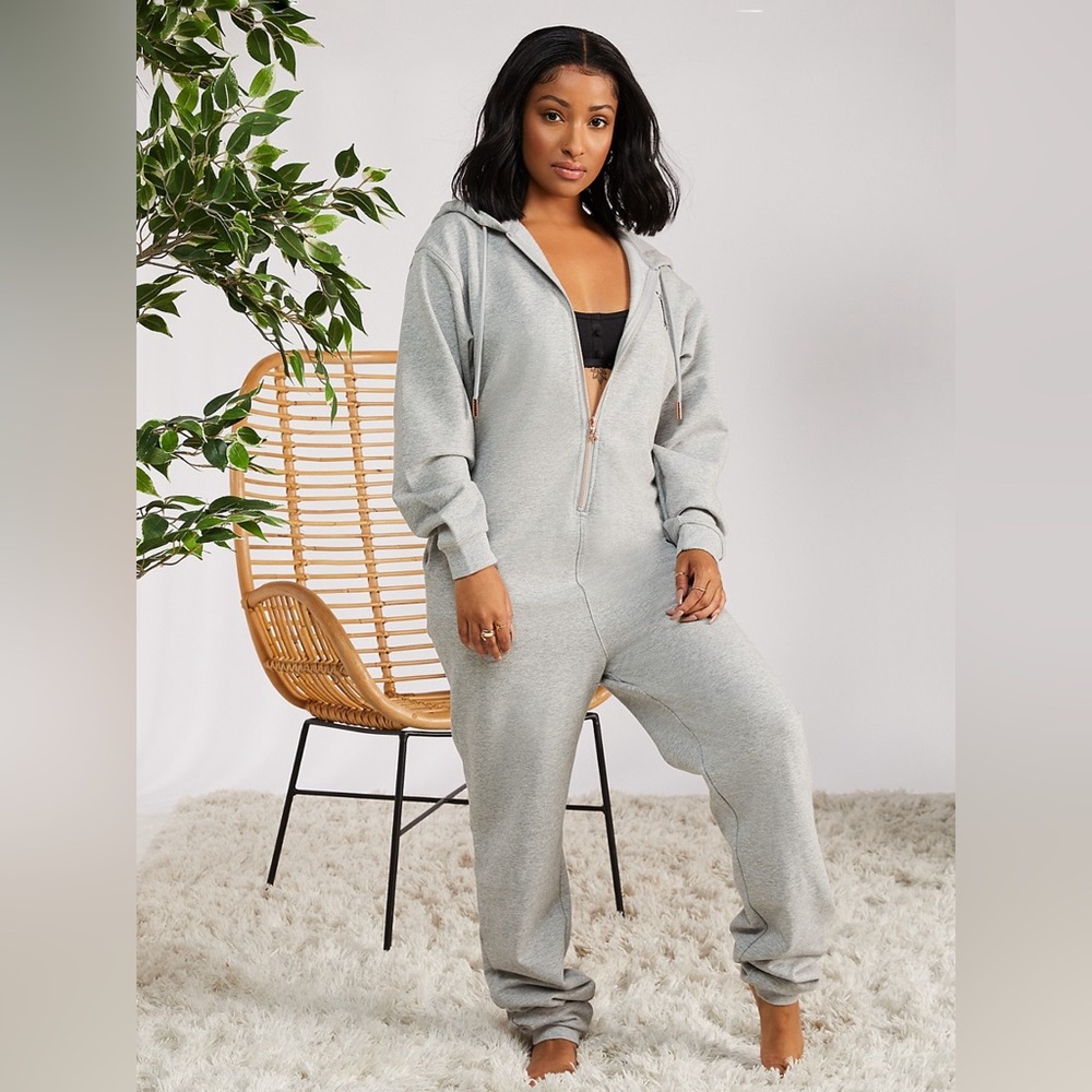 Savage X Fenty | Womens Gray Hooded Forever Savage Cozy Onsie w/ Pockets - Sz 3X